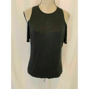 Zara Womens Solid Gray Grey Short Sleeve Cold Shoulder Top T Shirt Medium